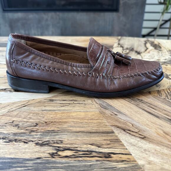 Florsheim Pisa 18469 Cognac Brown Croc Leather Tassel Loafer Dress Shoes Mens 10 main image 5